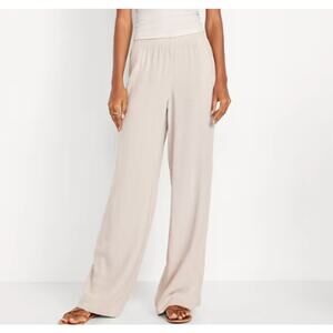 Old Navy Wide Leg Linen Pants Beige Coastal Grandmother Sz Small Coastal Beach